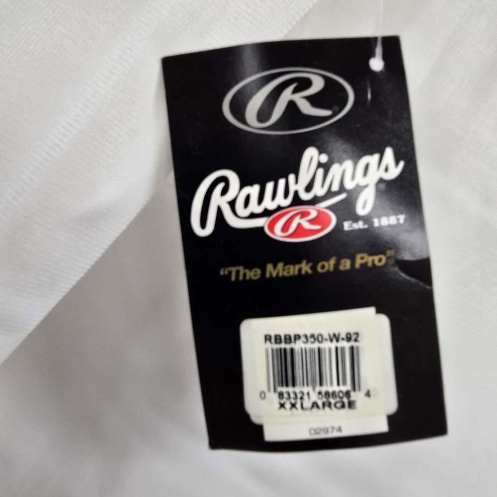 Rawlings Mens Baseball Pants White Athletic Trousers RBBP350-W-92 XXLarge NWT - Picture 3 of 6